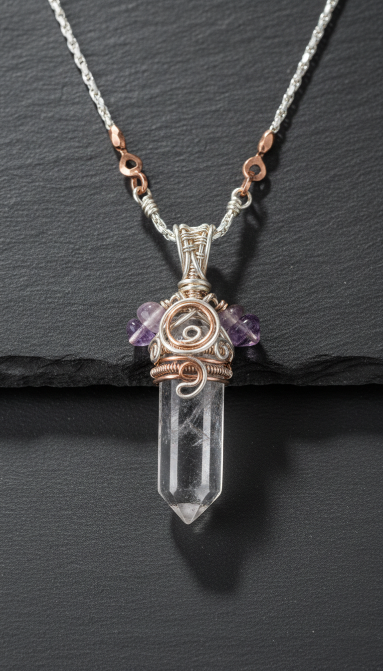 Gemstone and Metal Pendant Necklace