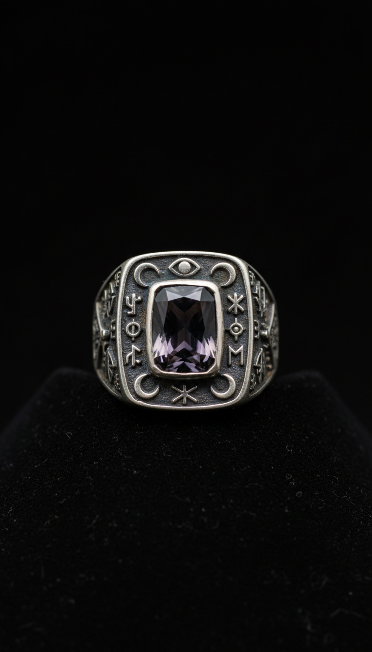 Tarot Signet Ring in Ashen Silver