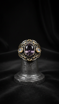 Medieval statement ring with ornate crest