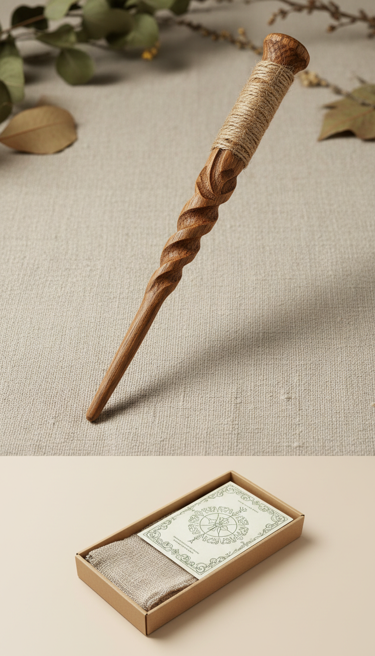 Oak wand with spiral motif