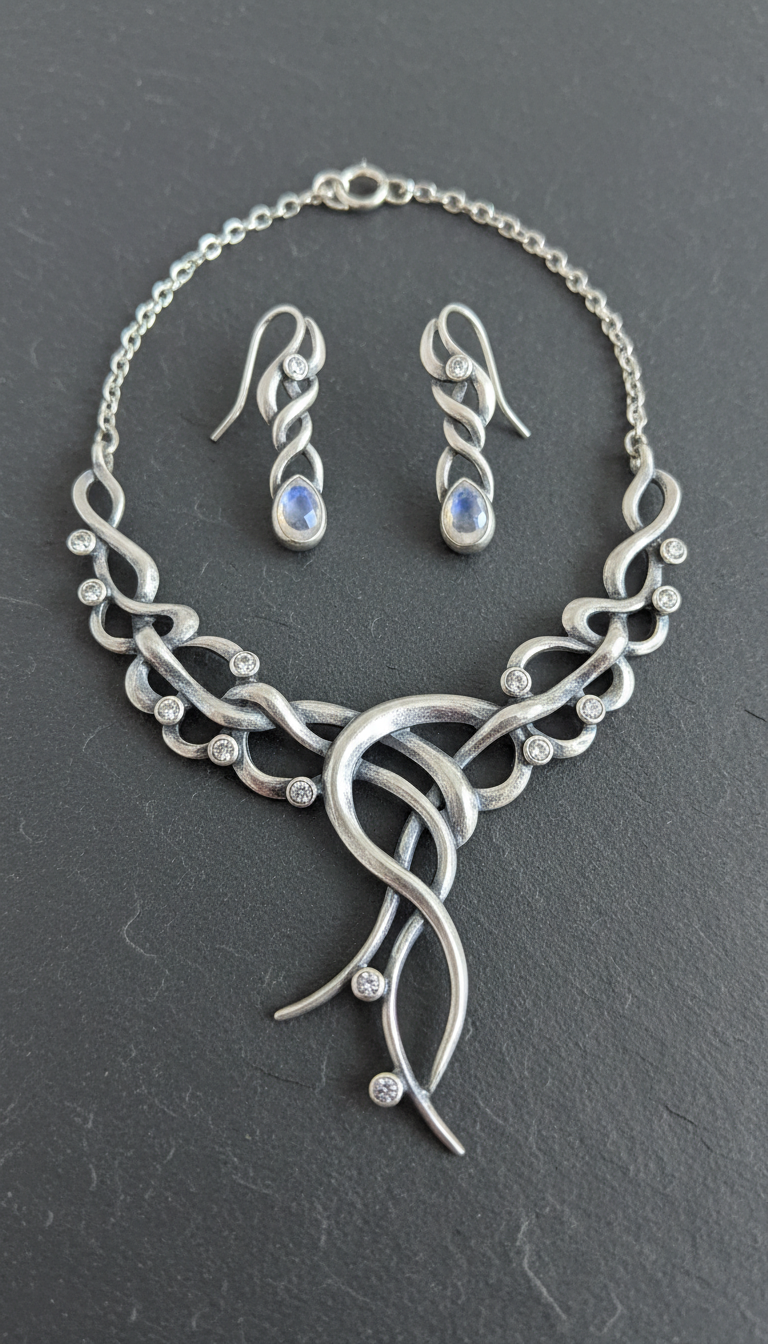 Intricately Designed Silver Mist Jewelry