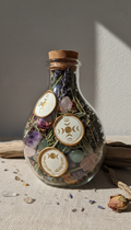 Glass Jar with Herbs and Crystals