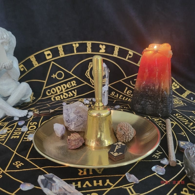 Engraved steel altar plate for tarot and ritual