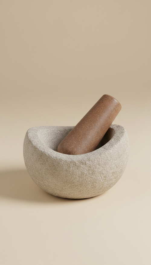 Hand-carved stone utensil rest