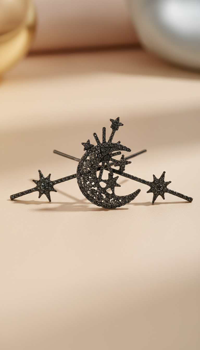 Midnight Metal Rhinestone Hair Pin Set