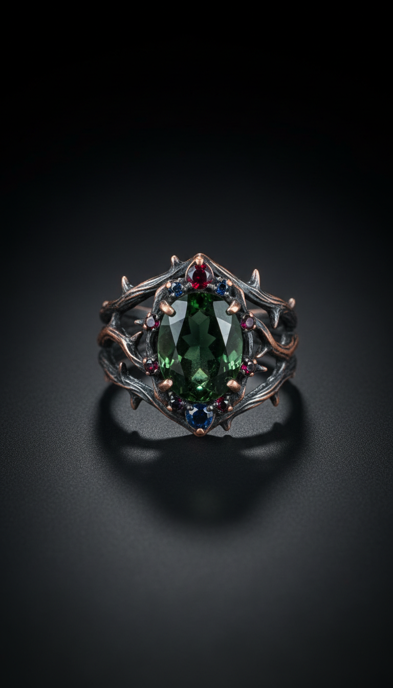 Gothic Ring with Ethically Sourced Gemstones