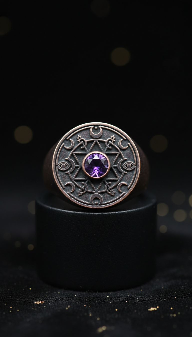 Occult symbol signet ring